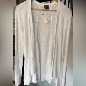 Antropologie White Loose Fit  Open Front Cardigan size Small NWT